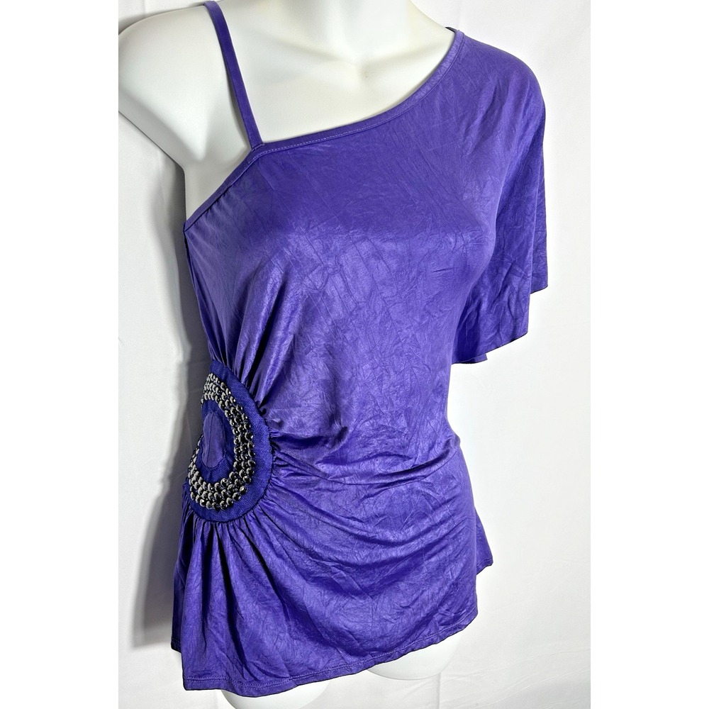 Y2K One Shoulder Top 00s Club Purple Fairy Grunge Goth Mall Deadstock Size M NWT